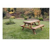 Churnet Valley Garden Furniture Ltd Valley Deluxe Picnic Table - L150 x W150 x H90cm - Partially Assembled in Brown Churnet Valley Garden Furniture Ltd Brown