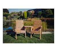 Churnet Valley Garden Furniture Ltd Valley Love Seat Angled - Timber - L100 X W163 X H95 Cm - Flat Pack - Partially Assembled - Set Of Waterproof Cushions Included