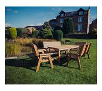 Churnet Valley Garden Furniture Ltd Valley Seat 10 Set 2X2B 2X3B Table - Timber - L220 X W330 X H95 Cm - Min. Assembly Required - Set Of Waterproof Cushions Included