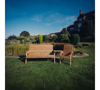Churnet Valley Redwood Angled 3 Seater Bench and 1 Chair Garden Set