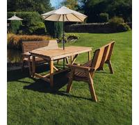 Churnet Valley Redwood Garden Table Set with 2 Seater Benches