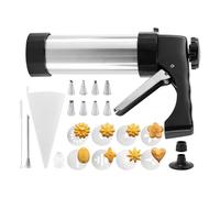 Churro Maker Machine Churrera and Piping Bag Churros Filler, Stainless Steel Churros Gu-n Kit with 8 Decorating Tips, 8 Cookie Discs, Cookie Maker Machine(Black+silver)