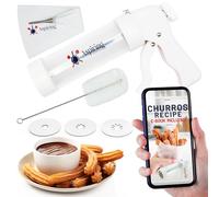 Churro Maker Machine Kit - Easy-to-Use Churro Gun with Stainless Steel Discs, Piping Bag & Filling Tip - Make Authentic Churros Mexicanos at Home - Includes QR Recipe eBook