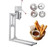 Churro Maker - Manual Spanish Churrera Machine, Easy Clean Stainless Steel, Includes 4 Nozzles & Barrel for Making Delicious Churros and Donuts