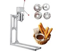 Churro Maker, Manual Stainless Steel Machine with 4 Nozzles, Easy to Clean, Ideal for Making Latin Donuts and Churros, 7L Capacity