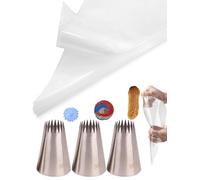 Churro Piping Tips and Bags Set,Extra Large Piping Tips 9FT for Eclair &Star with Disposable Pastry Bags,23 Pcs