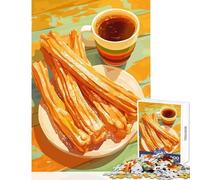 Churros And Coffee Still Life for Adults 1000 Piece Puzzle Train Logical Thinking And Problem-solving Relaxing Stress Free Enjoyment (38x52cm)