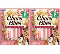 Churu Bites by INABA Dog Treat - Chicken & Salmon Flavour (8 x 12g) / Crispy Pouches with Creamy Filling Dog Treat, Delicious & Healthy Snack for Dogs, Training Treat, Natural, Grain Free (Pack of 2)