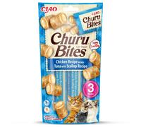 Ciao Churu Bites by INABA Cat Treat - Chicken, Tuna & Scallop Flavour (3 x 10g) / Crispy Pouches with Creamy Filling, Delicious & Healthy Snack for Cats, Hand Feeding, Natural, Grain Free