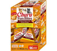 Churu Fun Bites by INABA Cat Treat - Chicken - 1 Pack (8 x 12g) / Soft Baked Pouches with Creamy Filling, Delicious & Healthy Snack for Cats, Training Treat, Natural, Grain Free