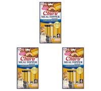 Churu Meal Toppers by INABA Cat Treat - Chicken with Cheese Recipe (4 x 14g) / Soft & Creamy, Delicious & Healthy Purée Food Topper, Natural, Grain Free, Wet Cat Food (Pack of 3)