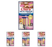 Churu Meal Toppers by INABA Cat Treat - Tuna with Salmon Recipe (4 x 14g) / Soft & Creamy, Delicious & Healthy Purée Food Topper, Natural, Grain Free, Wet Cat Food (Pack of 4)