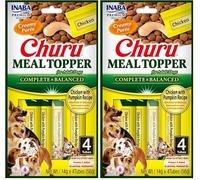Churu Meal Toppers by INABA Dog Treat - Chicken with Pumpkin Recipe (4 x 14g) / Soft & Creamy, Delicious & Healthy Purée Food Topper, Natural, Grain Free, Wet Cat Food (Pack of 2)