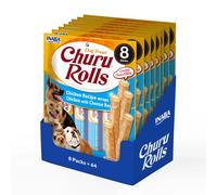 Churu Rolls by INABA Dog Treat - Chicken & Cheese Flavour 8 Pack (64 x 12g total) / Crispy Sticks with Creamy Filling Dog Treat, Delicious & Healthy S