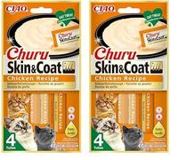 Churu Skin & Coat by INABA Cat Treat - Chicken - 2 Pack (4 x 14g total) / Soft & Creamy Cat Treat, Delicious & Healthy Snack, Purée Food Topper, Natural, Grain Free