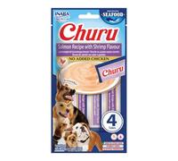 Churu Sticks by INABA Dog Treat - Salmon & Shrimp Flavour 12 Pack (48 x 14g total) / Soft & Creamy Dog Treat, Delicious & Healthy Snack, Food Topper, Pill Assist, Training Treat, Natural, Grain Free