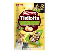 Churu Tidbits by INABA: Chicken with Dashi Flavour (3 x 12g) / Soft & Chewy Baked Cat Treats with Taurine & Green Tea Extract, Delicious & Healthy Snack, Training Treat, Natural, Grain Free