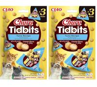 Churu Tidbits by INABA: Tuna Recipe (3 x 12g) / Soft & Chewy Churu Filled, Baked Cat Treats with Taurine & Green Tea Extract, Delicious & Healthy Snack, Training Treat, Natural, Grain Free (Pack of 2)