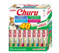 Churu by INABA Cat Treat - Tuna Seafood Variety Box - 1 Pack (40 x 14g total) / Soft & Creamy Cat Treat, Delicious & Healthy Snack, Purée Food Topper, Natural, Grain Free