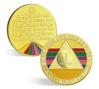 CHURYUML 1 Month Sobriety Coin 30 Day Chip Colorful Triplate AA Coins Recovery Medallions One Month Sober Token Sobriety Gifts for Women Men Alcoholics Anonymous Addiction Recovery Gift
