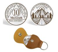 CHURYUML 10 Month Sobriety Coin 300 Day Sobriety Chip Sobriety Gifts for Men Women Triplate AA Chips and Medallions Sober Affirmation Token Alcoholics Anonymous Gift with PU Leather Keychain