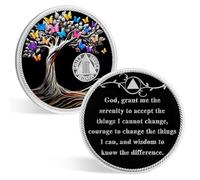 CHURYUML 2 Year Sobriety Coin Tree of Life Sobriety Chip AA Recovery Medallions Two Year Sobriety Gifts for Men Women Sober Affirmation Token Alcoholics Anonymous Gift with Capsule, Display & Card