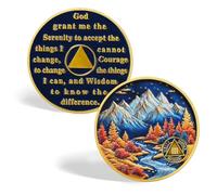 CHURYUML 3 Year Sobriety Coin - Three Year AA Coins with Autumn Landscape Design, Sober Chip Recovery Medallions Sobriety Gifts for Women & Men Alcoholics Anonymous Token for Support & Inspirational