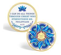 CHURYUML Mandala Meditation 14 Year Sobriety Coin - Lotus Sober Chip with Philippians 4:13, AA Coins Recovery Medallions Affirmation Token Sobriety Gifts for Women & Men Celebrating Milestones