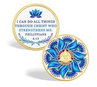 CHURYUML Mandala Meditation 6 Year Sobriety Coin - Six Year Lotus Sober Chip with Philippians 4:13, AA Coins Recovery Medallions Affirmation Token Sobriety Gifts for Women & Men Celebrating Milestones
