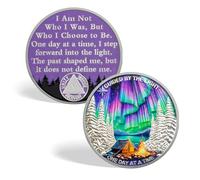 CHURYUML One Day at a Time 5 Year Sobriety Coin - Inspirational Five Year Chip, Non-Religious AA Coins Recovery Medallions Sober Affirmation Token Sobriety Gifts for Women Men Celebrating Sobriety