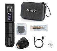 CHUSE Wireless Tattoo Pen Machine, Rotary Tattoo Gun Microblading Pen Permanent Makeup PMU Kit Supplies for Eyebrow Eyeliner Lip with 2,400mAh Battery Wireless Power 4.0mm Stroke (Black)
