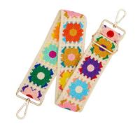 chushui - Knitted Purse Strap, Colorful Flower Pattern Replacement Crossbody Bag, Wide Adjustable Shoulder Strap for Purse, Beige Background, Standard