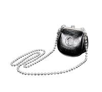 chushui Mini Purse,Chain Gothic Tiny Bag, Micro Coin Wallet for Women,Kiss Lock Leather Crossbody Bag, Moon, Casual/Everyday