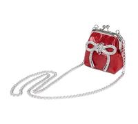chushui Red Mini Kiss Lock Purse,Bow Women’S Small Coin Purse,Tiny Lipstick Bag With Chain Strap,Small Evening Bag for Dating/Party