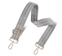 chushui Woven Stripe Purse Straps,Replacement Crossbody Wide Shoulder Adjustable Strap for Bag Handbags, Pastel Metallic Stripe - Dark Grey Silver, Long and Narrow