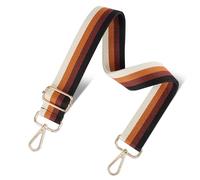 chushui Woven Stripe Purse Straps,Replacement Crossbody Wide Shoulder Adjustable Strap for Bag Handbags, Rainbow Retro Stripe - Brown White Black Orange, 51 inches, Rainbow Retro Stripe