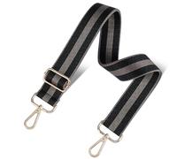 chushui Woven Stripe Purse Straps,Replacement Crossbody Wide Shoulder Adjustable Strap for Bag Handbags, Classic Stripe - Black Grey Bold, 117.65 cubic inches