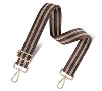 chushui Woven Stripe Purse Straps,Replacement Crossbody Wide Shoulder Adjustable Strap for Bag Handbags, Pastel Metallic Stripe - Dark Brown, 118.5 cubic inches