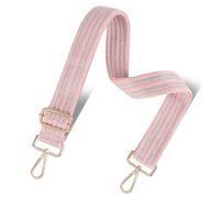 chushui Woven Stripe Purse Straps,Replacement Crossbody Wide Shoulder Adjustable Strap for Bag Handbags, Pastel Metallic Stripe - Blush Pink, 117.375 cubic inches, Pastel Stripe