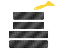 CHUSYYARY 4Pcs Car Door Sill Protector Strips,Carbon Fibre Look Scratch Guard Film, Anti-Slip Self-Adhesive Door Entry Guard Paint Protection for Boot Bumper (2x40cm+2x60cm, Black)