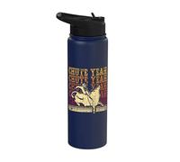 Chute Yeah Retro Rodeo Bull Loves Western Riding Bull Riding Stainless Steel Insulated Water Bottle