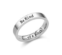 CHUU YUNG Be Kind of a Bich Ring Inspirational Stainless Steel Friendship Gift Funny Mantra Band Ring, 8 UK, Metal, No Gemstone
