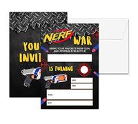 Chuxvon Dart Guns Birthday Party Invitations, Darts Birthday Invitation, Double-Sided Fill In Invites, Kids Dart Gun Birthday Party Decorations, 20 Cards With 20 Envelopes(C16)