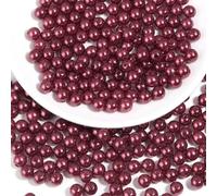 Chuyau 500pcs Wine Red 8mm Pearl Beads with Hole Round Pearls for Crafting Fake Loose Pearl Beads for Women Jewelry Making Bracelets Necklaces Earrings Key Chains Accessories DIY