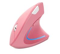 CHUYI Ergonomic Vertical Wireless Mouse 6 Buttons 1600 DPI Optical and Portable Office Cordless Mice with a USB Receiver for PC Computer Laptop for Large Right Hand (Pink)