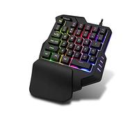 CHUYI One-Handed Gaming Keyboard RGB LED Backlit 35 Keys Portable Mini Professional Gaming Keypad USB Wired Single Hand Keyboard for Game with Ergonomic Rest Palm