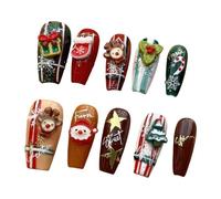 ChuYiElegance Christmas Fake Nails on Nails for Party Long False Nails for Girls, M