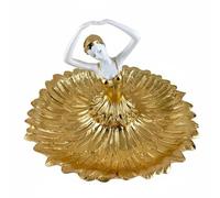 ChuYiElegance Industrial Tray Resin Serving Platter Leaf Tray Display Stand Decorative Plate with Ballerina Figurine Polished Finish Suitable for Commercial Service, Gold, 40 40 30CM