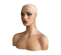 ChuYiElegance Realistic Female Mannequin Head PVC Head with Shoulder for Display Bust Stand for Earrings Beauty Salon