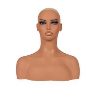 ChuYiElegance Realistic Female Mannequin Head Showing Stand with Makeup with Shoulder Necklace Earring Holder Model for Hat Earrings